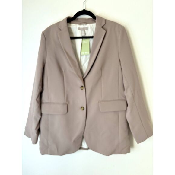 H&M 2 Button Classic Neutral Career Women's Blazer Beige Size Medium New - Picture 2 of 16